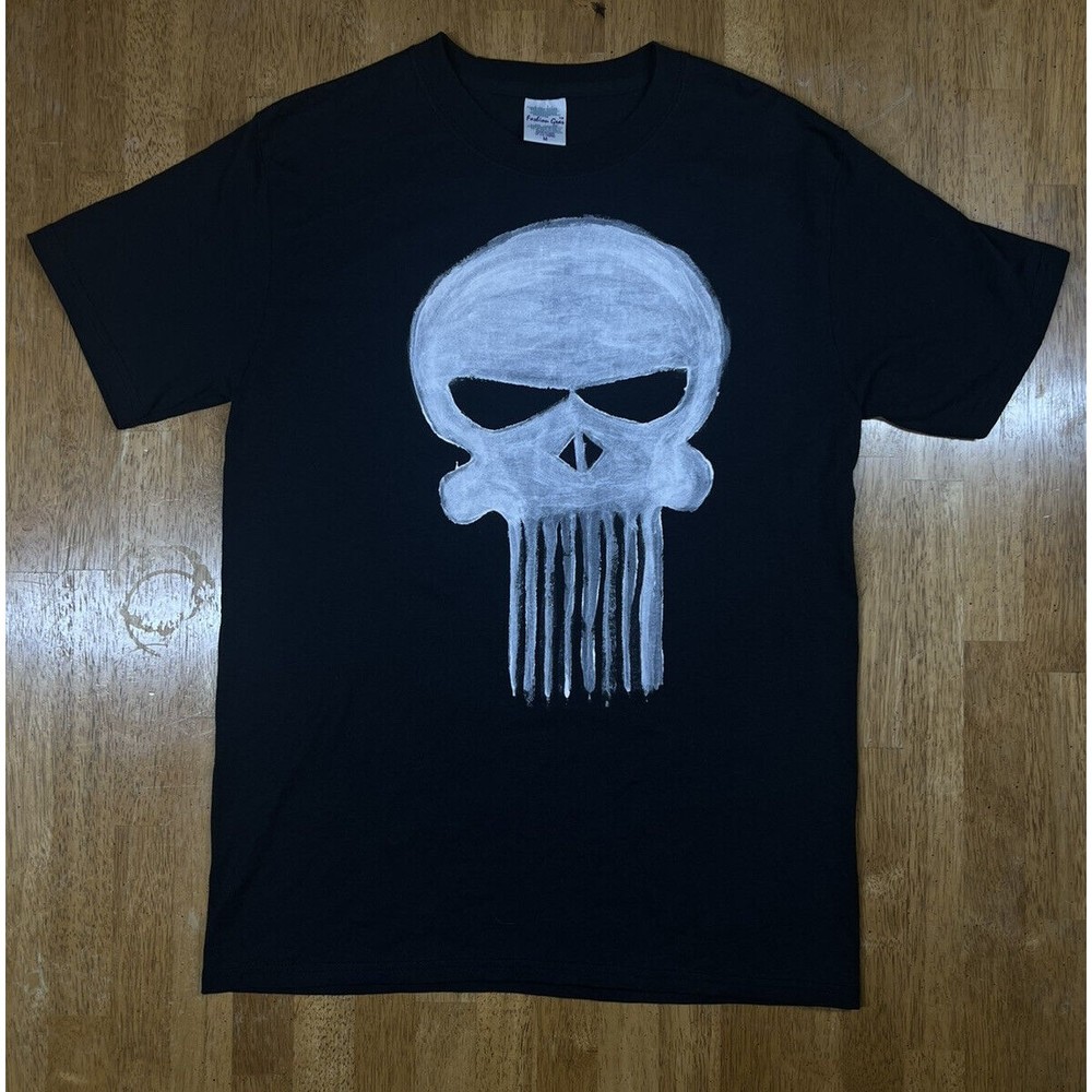 VINTAGE RARE Marvel Punisher Painted Skull Goth Collectible Shirt Adult M